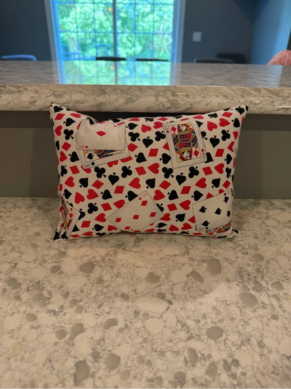 Handmade Casino-Themed Purse Pillow Set of 4 | Poker Cards | Red & Blue